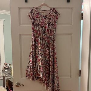 Joyfolie Floral Dress with Asymmetrical Hem